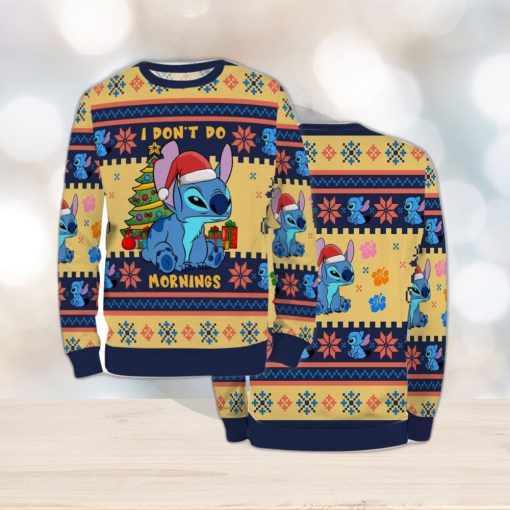 Ugly Sweater Christmas Xmas Stitch Cartoon Unisex Men Women I Dont Do Mornings 3D Sweater