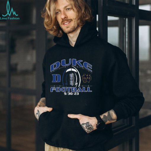 Unisex Blue 84 Heather Charcoal Duke Blue Devils vs. Notre Dame Fighting Irish 2023 Football Matchup T Shirt