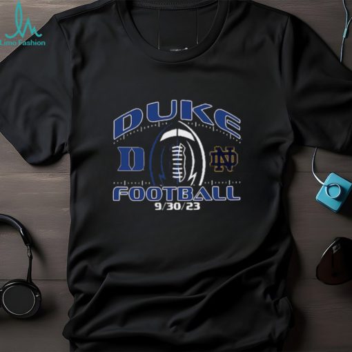 Unisex Blue 84 Heather Charcoal Duke Blue Devils vs. Notre Dame Fighting Irish 2023 Football Matchup T Shirt