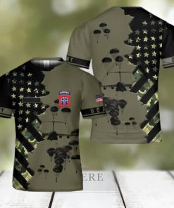 Us Army Paratroopers With The 82nd Airborne Division Parachute 3D T Shirt