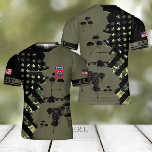 Us Army Paratroopers With The 82nd Airborne Division Parachute 3D T Shirt