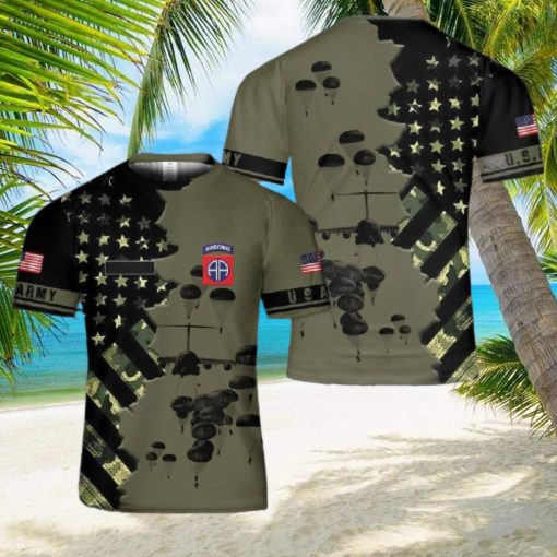 Us Army Paratroopers With The 82nd Airborne Division Parachute 3D T Shirt