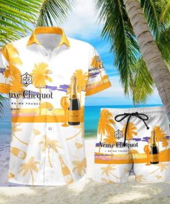 Veuve Clicquot Champagne Tropical Palm Tree Hawaiian Shirt And Shorts For Beach Lovers