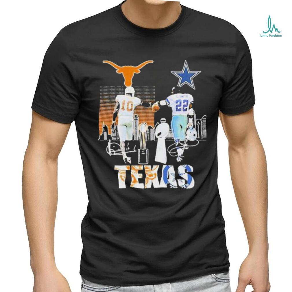 Vince Young And Emmitt Smith Texas City Champions Skyline Signatures Shirt  - Limotees