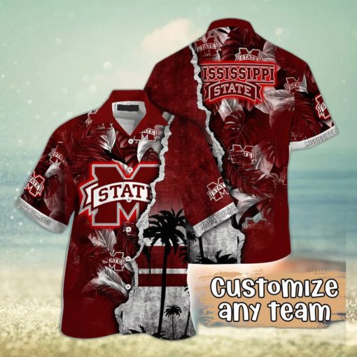 Vintage Aloha NCAA Mississippi State Bulldogs Hawaiian Shirt Custom Name Gift For Dad