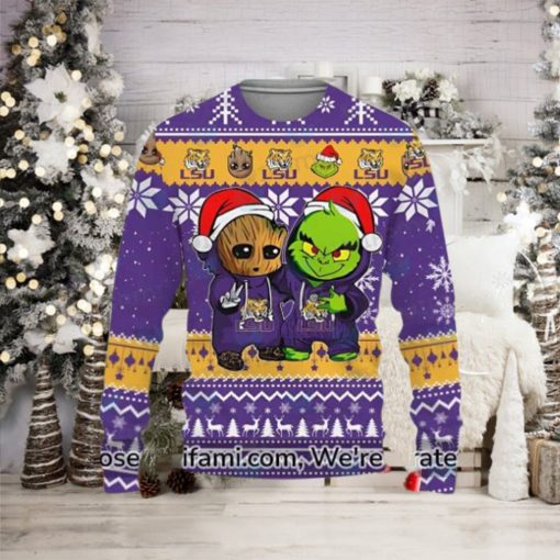 Vintage LSU Sweater Novelty Baby Groot Grinch LSU Football Gifts