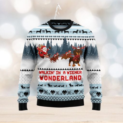 Walkin‘ In A Weiner Wonderland Dachshund Lover Dog Lover Ugly Christmas Sweater