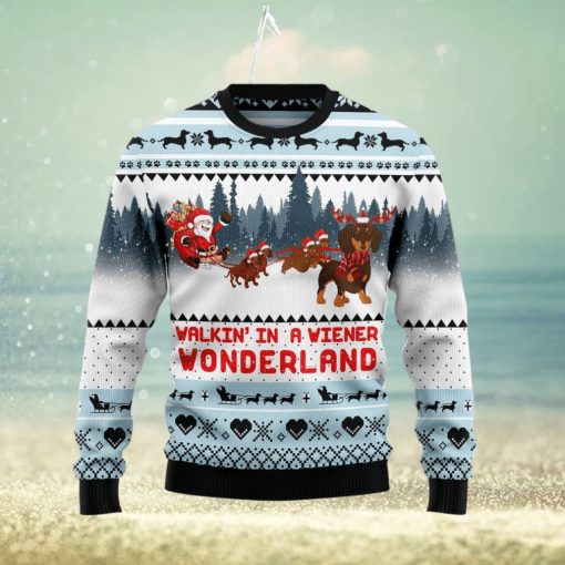 Walkin‘ In A Weiner Wonderland Dachshund Lover Dog Lover Ugly Christmas Sweater