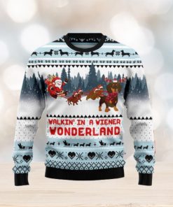 Walkin‘ In A Weiner Wonderland Dachshund Lover Ugly Christmas Sweater Unique Gift