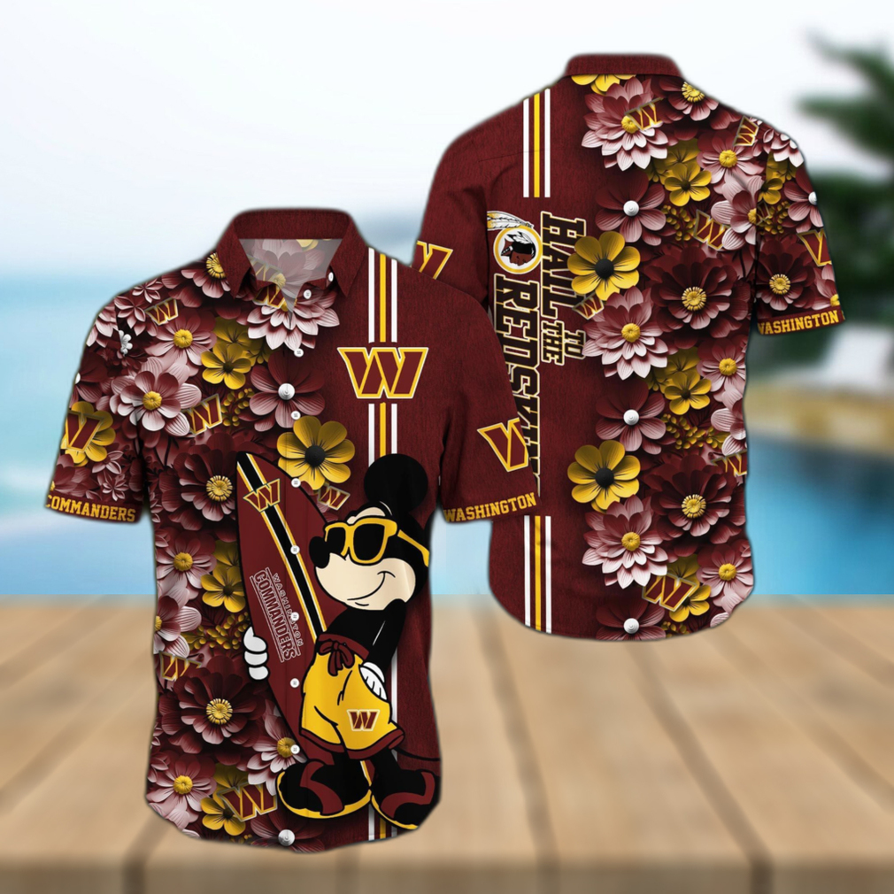 NEW NFL Washington Commanders Special Hawaiian Design Button Shirt Hoodie