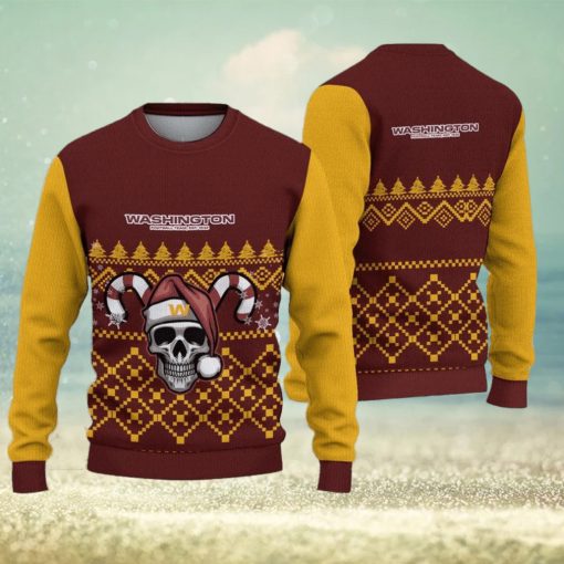 Washington Football Team Ugly Christmas Skull Xmas Sweater Hibernate Gift Mens Women