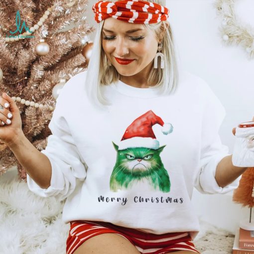 Watercolor Christmas Grumpy Cat Clipart Shirt