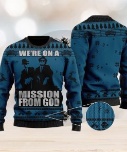 We’re On A Mission From God Ugly Sweater, Joliet Jake Blues Elwood Blues Ugly Christmas Sweater Xmas Gifts