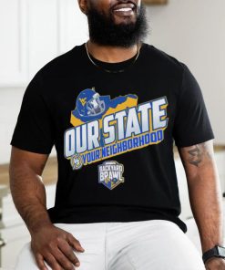 West Virginia Mountaineers 2023 Backyard Brawl Our State vs your neighborhood helmet shirt