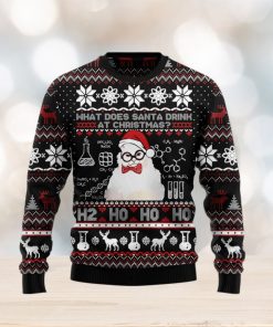 What Does Santa Drink At Christmas Cute Cat Ugly Christmas Sweater