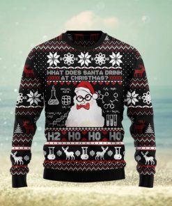 What Does Santa Drink At Christmas Cute Cat Ugly Christmas Sweater