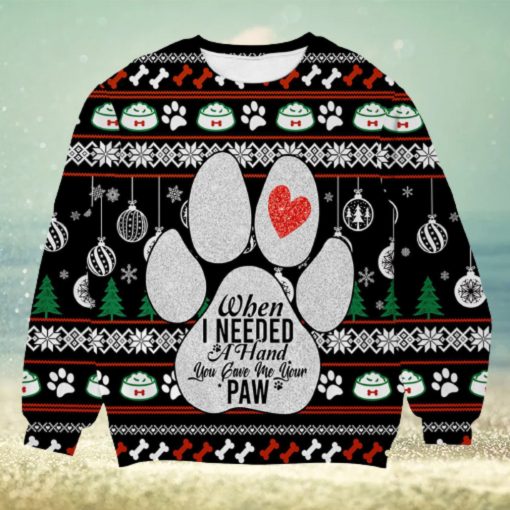 When I Need A Hand You Gave Me Your Paw Custom Name Christmas 3D Sweater