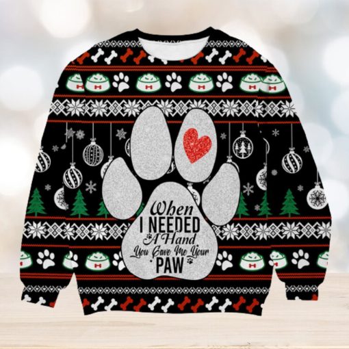 When I Need A Hand You Gave Me Your Paw Custom Name Christmas 3D Sweater