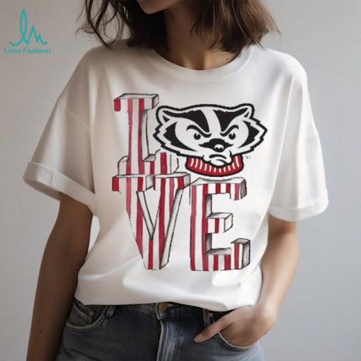 Wisconsin Badgers Tiny Turnip Toddler Love T Shirt   White