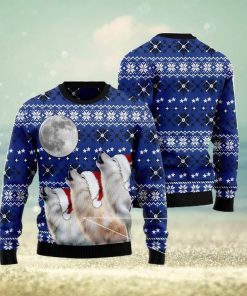 Wolf Howling Moon Family Gift Ugly Christmas Sweater