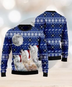 Wolf Howling Moon Family Gift Ugly Christmas Sweater