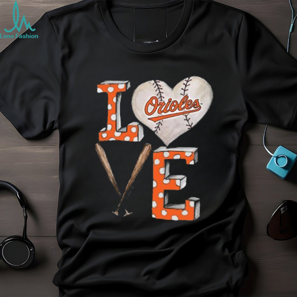 Baltimore Orioles Heart LOVE Ladies V Tshirt