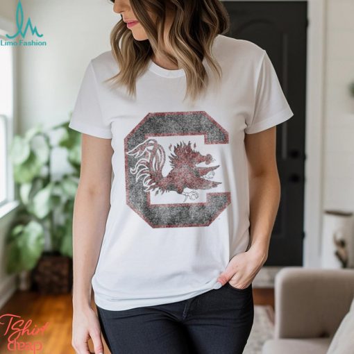 Women's League Collegiate Wear White South Carolina Gamecocks Clothesline Cropped T Shirt