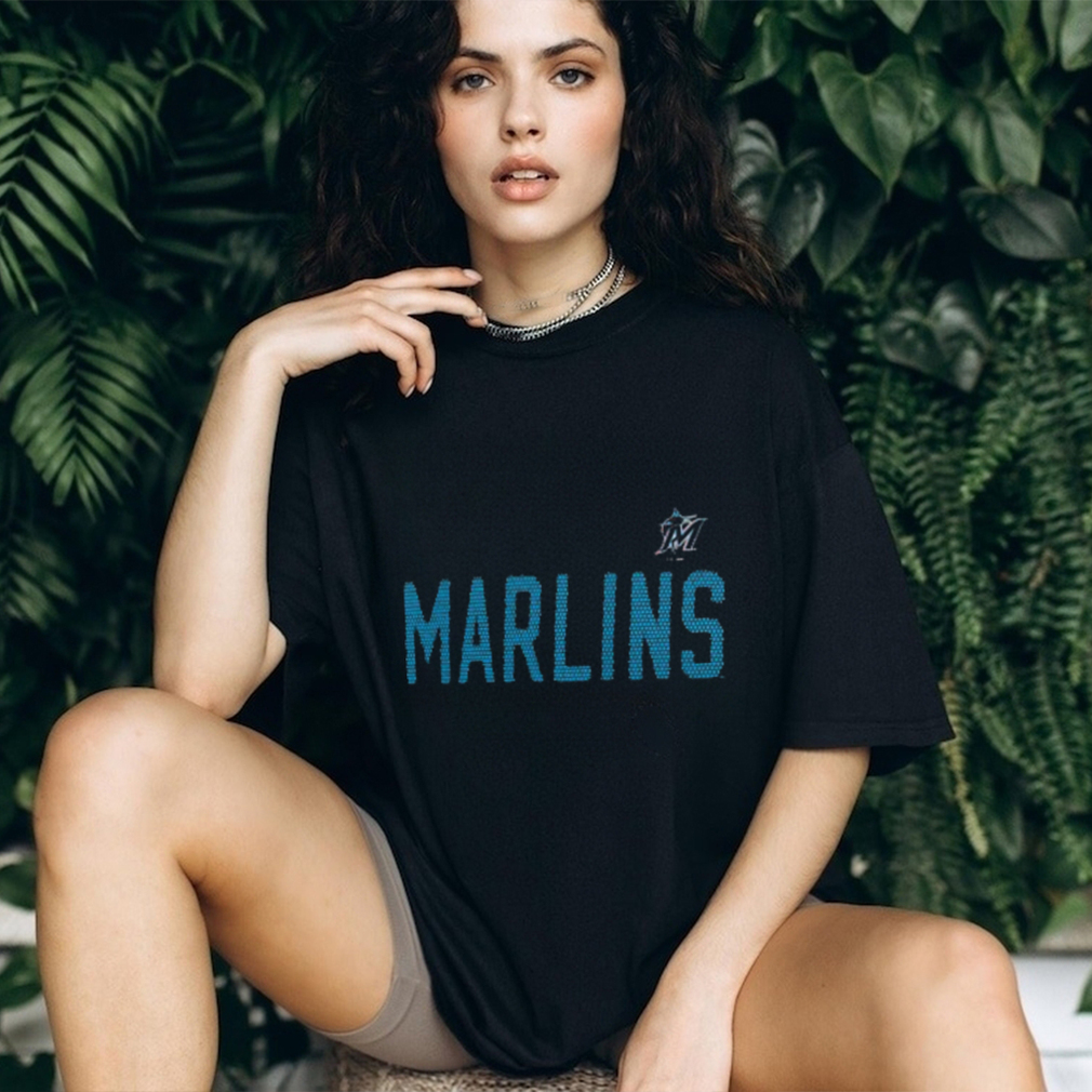 Women's Miami Marlins G III 4Her by Carl Banks Black Bedazzled Fitted T  Shirt - Limotees
