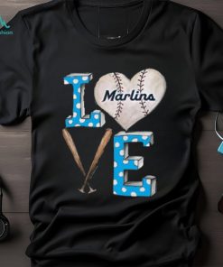 Women's Miami Marlins Tiny Turnip Black Baseball Love T Shirt - Limotees