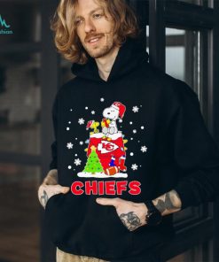 Woodstock and Snoopy on dog house Kansas City Chiefs Christmas shirt
