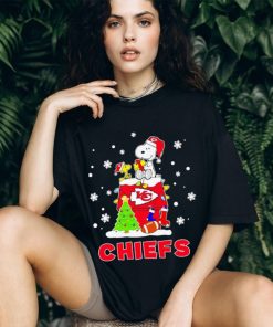 Woodstock and Snoopy on dog house Kansas City Chiefs Christmas shirt