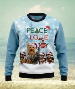 Yorkshire Terriers Dog Peace Love Joy Ugly Christmas Sweater Unique Gift