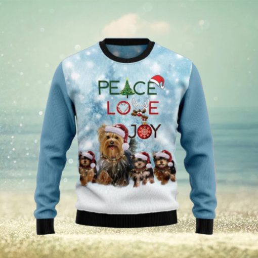 Yorkshire Terriers Dog Peace Love Joy Ugly Christmas Sweater Unique Gift