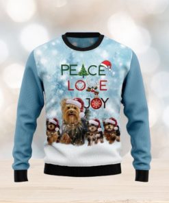 Yorkshire Terriers Dog Peace Love Joy Ugly Christmas Sweater Unique Gift