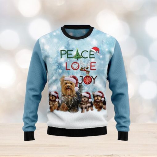 Yorkshire Terriers Dog Peace Love Joy Ugly Christmas Sweater Unique Gift