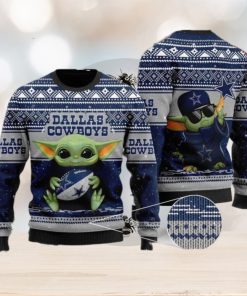 Youth Baby Yoda Dallas Cowboys NFL Christmas Ugly Sweater