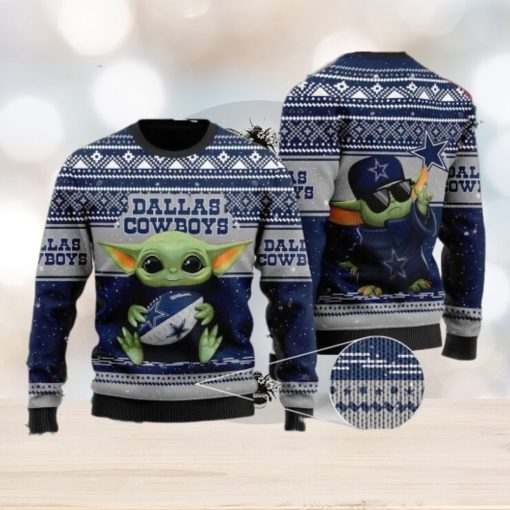 Youth Baby Yoda Dallas Cowboys NFL Christmas Ugly Sweater