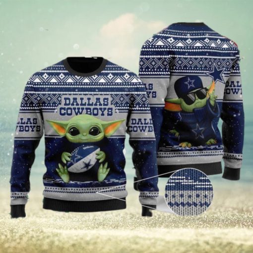 Youth Baby Yoda Dallas Cowboys NFL Christmas Ugly Sweater