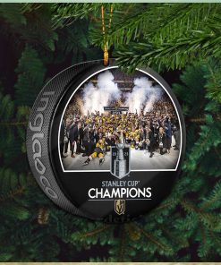 Vegas Golden Knights Unsigned Inglasco 2023 Stanley Cup Champions Logo  Hockey Puck Ceramic Christmas Tree Decorations Ornament - Mugteeco