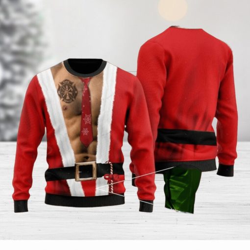 6 Packs Body With Firefighter Tattoo For Firefighters Ugly Christmas Sweater For Men & Women