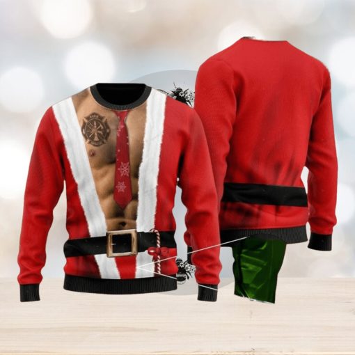 6 Packs Body With Firefighter Tattoo For Firefighters Ugly Christmas Sweater For Men & Women