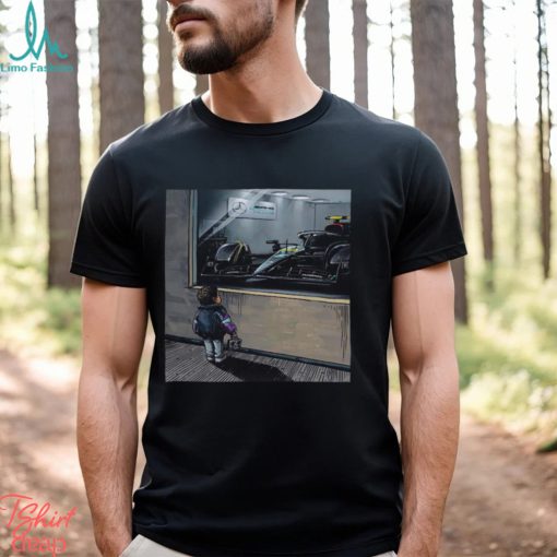 A Little Boy With The Passion With Lewis Hamilton Racing Car Mercedes AMG F1 Unisex T shirt