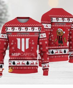 A.F.C. Bournemouth Premier League Logo Team Design Ugly Christmas Sweaters For Fans Gift