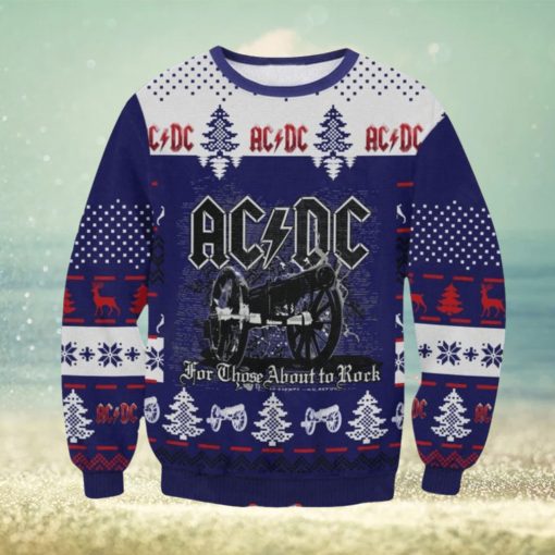 ACDC Band For THose About To Rock Reindeer Snowflake Unisex Ugly Christmas Sweater