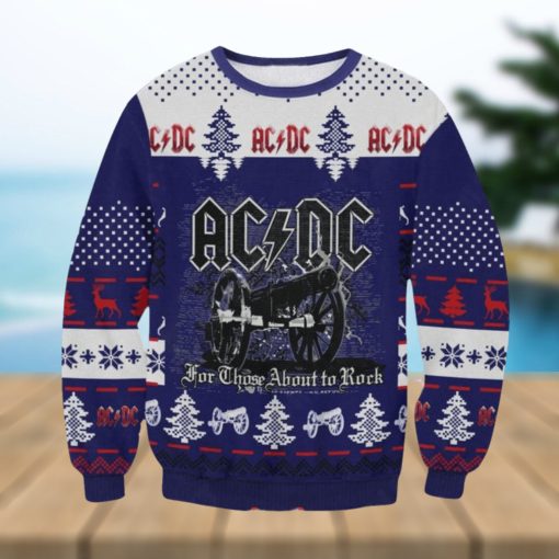 ACDC Band For THose About To Rock Reindeer Snowflake Unisex Ugly Christmas Sweater