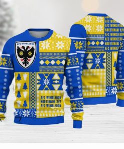 AFC Wimbledon Vibrant Efl Logo Team Ugly Christmas Sweater For Fans Gift Unisex Sweatshirt