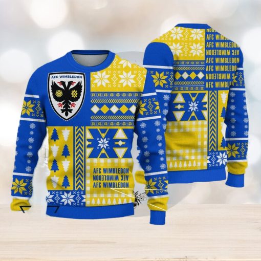 AFC Wimbledon Vibrant Efl Logo Team Ugly Christmas Sweater For Fans Gift Unisex Sweatshirt