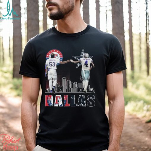 Adolis garcia Texas rangers & dak prescott Dallas Cowboys signatures shirt