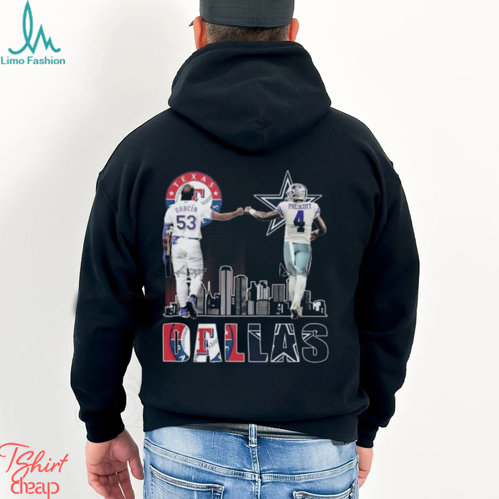 Adolis Garcia Texas Rangers & Dak Prescott Dallas Cowboys Signatures  T-Shirt, hoodie, sweater, long sleeve and tank top