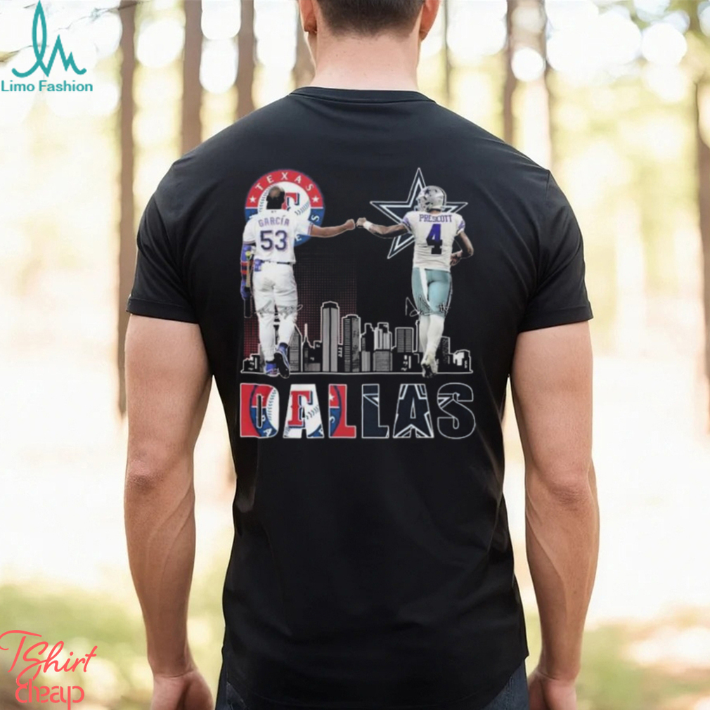 Adolis Garcia Texas Rangers & Dak Prescott Dallas Cowboys Signatures  T-Shirt, hoodie, sweater, long sleeve and tank top